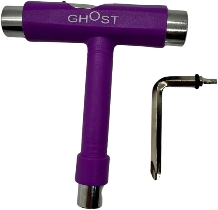 GHOST BOARDS Skate Tool All-In-One - Multi-Function Roller Skate Tool With T-Handle, Allen Key & Screwdriver for Easy Adjustments - Skate Key Fits Any Pocket- Skates Tools You’ll Always Carry - Purple - Image 1